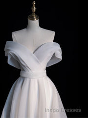 White Organza Long Evening Prom Dress, White Long Evening Dress