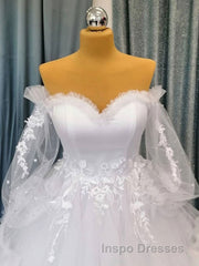 White sweetheart neck tulle long Evening Prom gown, white evening Dress