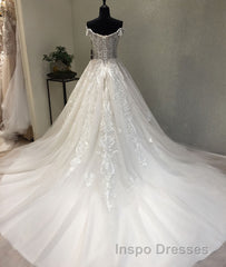 White sweetheart tulle lace applique long Evening Prom Dress, wedding Dress