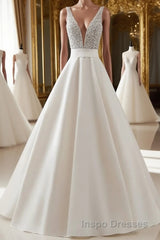 White v neck beads sequin long Evening Prom Dress, white evening Dress