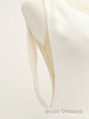 White v neck long Evening Prom Dress, white evening Dress