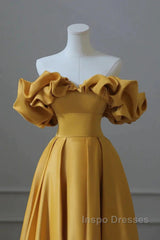 Yellow Off Shoulder Long Formal Evening Dress Evening Prom Dress