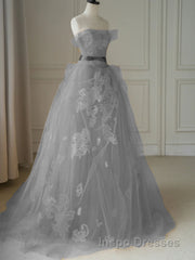 Yellow tulle lace long Evening Prom Dress, yellow tulle formal Dress